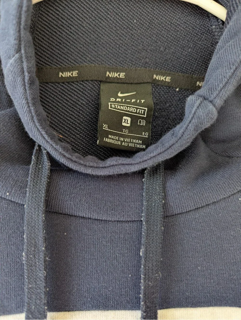 Nike Dri-FIT Hoodie XL Gray Blue Colorblock Pullover Swoosh Fleece Sweatshirt